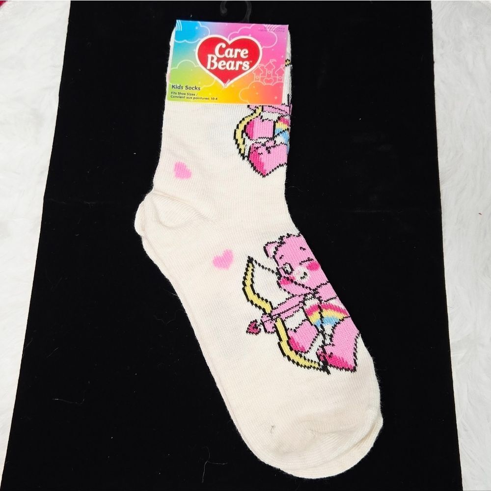 Kids Care Bears Cupid Cheer Bear Crew Socks – Valentine Love Magic Tween Gift